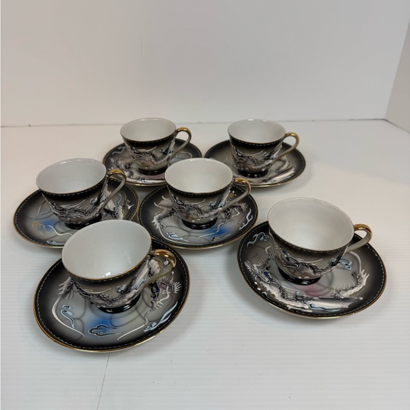 Moriage Japan Dragonware Saki Tea Set Vintage 1940’s Whistling Bird Hand Painted - Picture 2 of 16